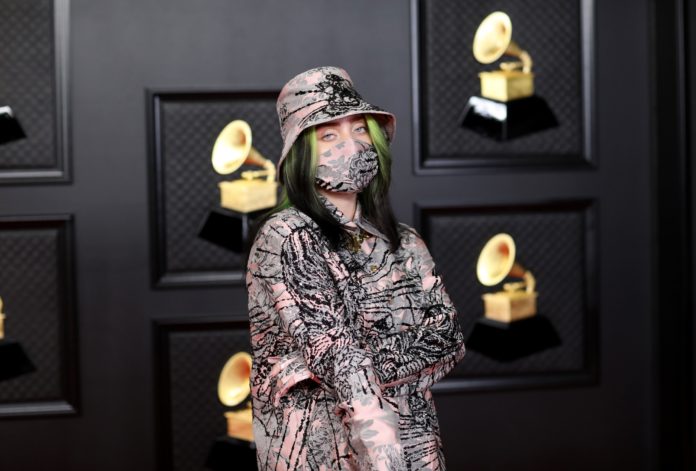 Billie Eilish on the red carpet at the 63rd Annual Grammy Awards
