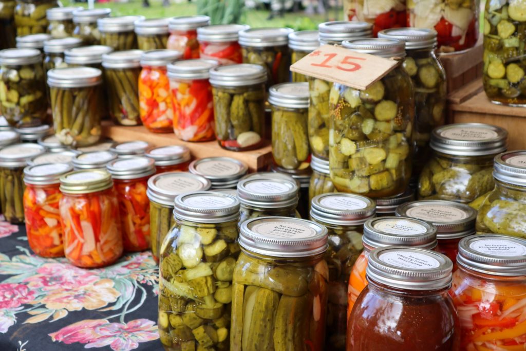 Jars of pickled fods