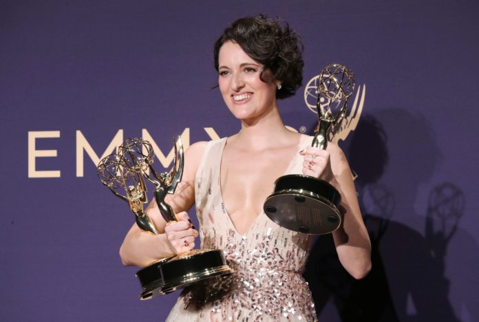 Phoebe Waller-Bridge with her Lead Actress In A Comedy Series award at the 2019 Emmy awards.