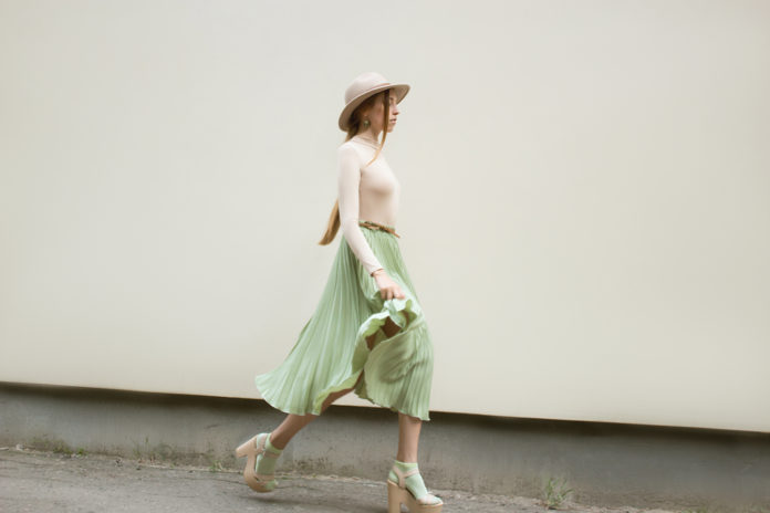 Woman wearing mint green