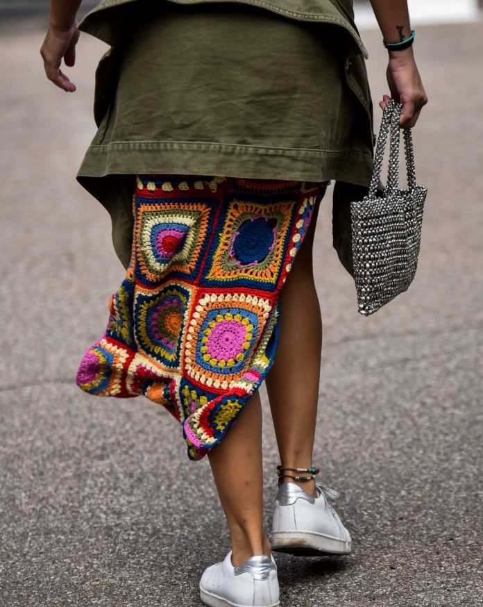 Woman wearing crochet at the Milan Fashion Week Spring Summer 2020.