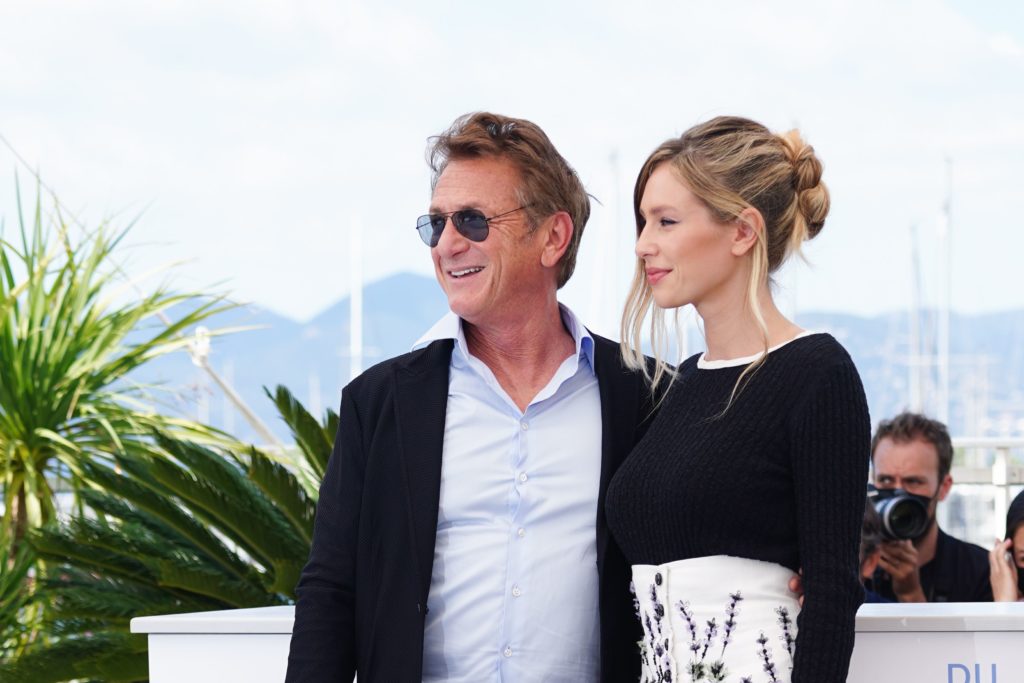 Sean Penn and Dylan Penn at the "Flag Day" photocall at the Cannes film festival.