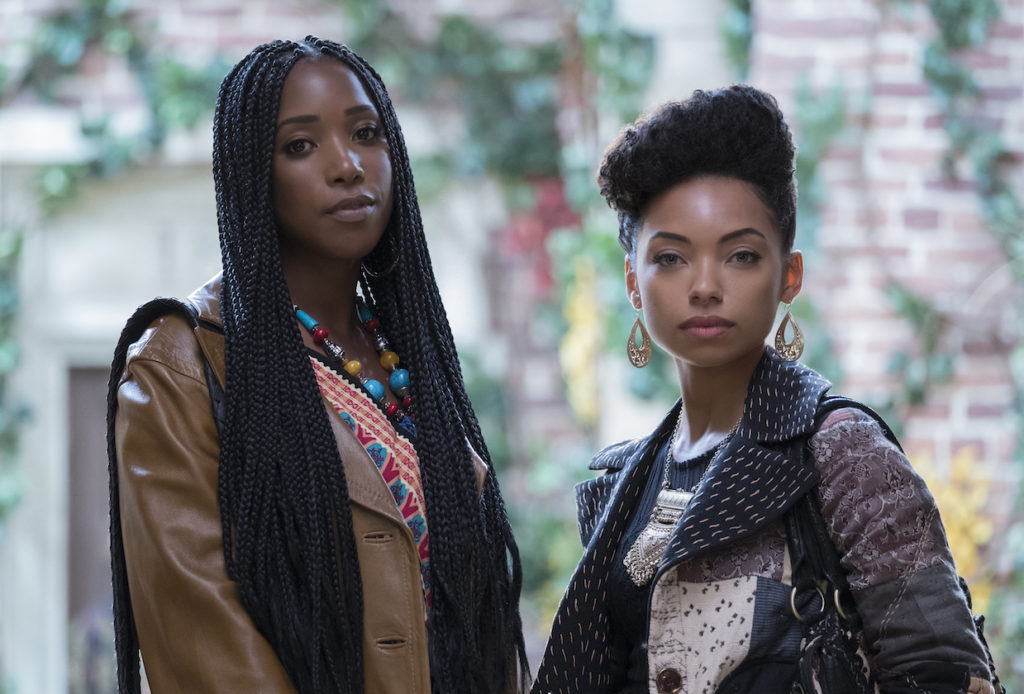 Logan Browning and Ashley Blaine Featherson in "Dear White People"