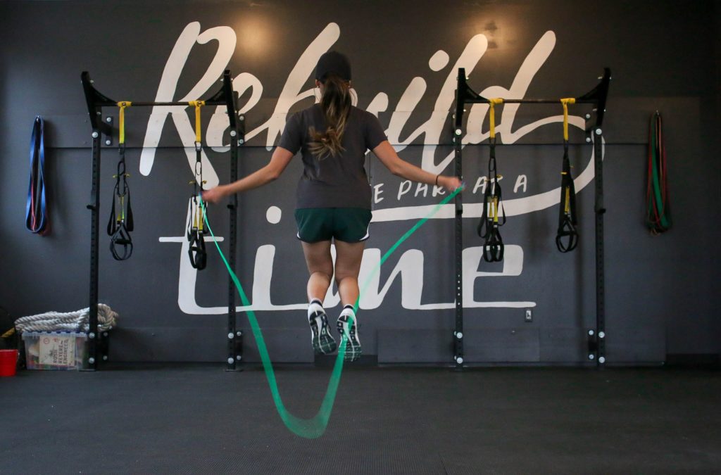 Woman using a jumping rope