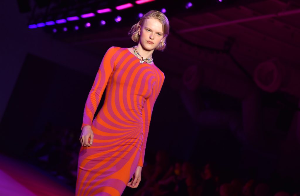 Model on the catwalk at the Brandon Maxwell Runway at the Spring Summer 2022 New York Fashion Week in September 2021.