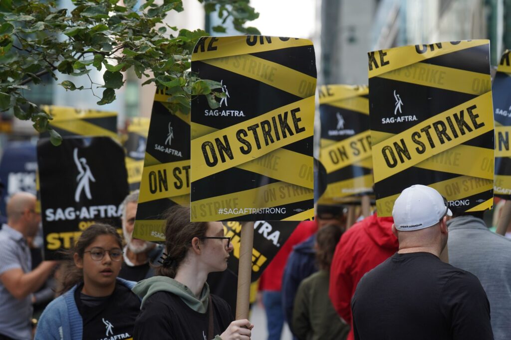 SAG-AFTRA members are joined by the PSA union in September 2023
