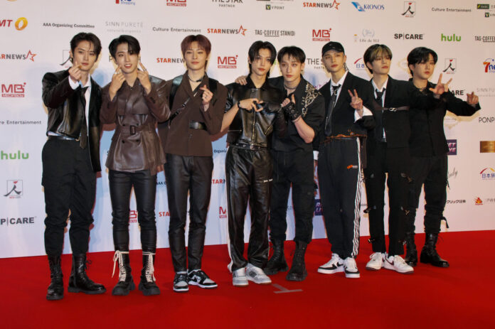 K-pop group Stray Kids at the red carpet event for 2022 AAA in 2022